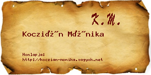 Koczián Mónika névjegykártya