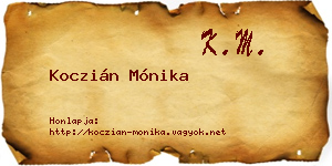 Koczián Mónika névjegykártya